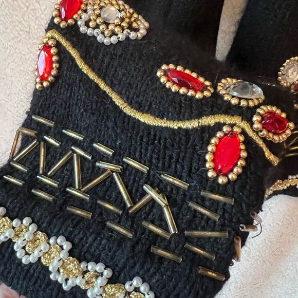 Vintage 80’s Pierre Cardin Black Silk Angora Beaded Cardigan - Picture 9 of 11